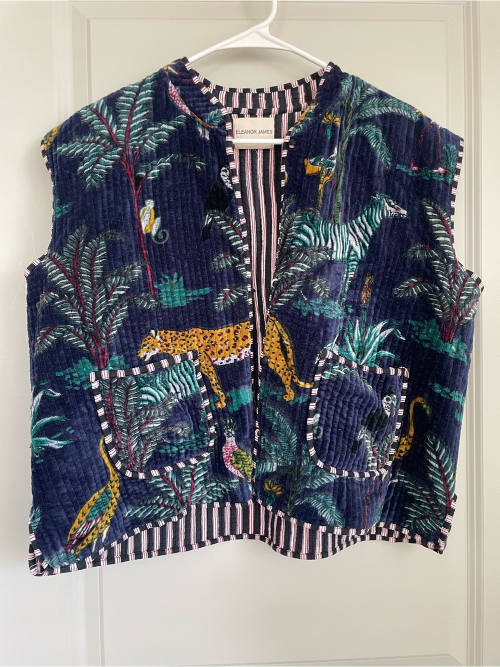 Eleanor James Reversible Cotton Quilted Vest | Jungle Animal Print | M/L